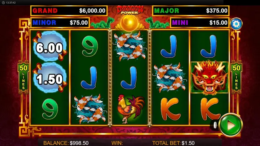 Dragon wild symbol next to the Tiger icon on the Dragon Link reel set