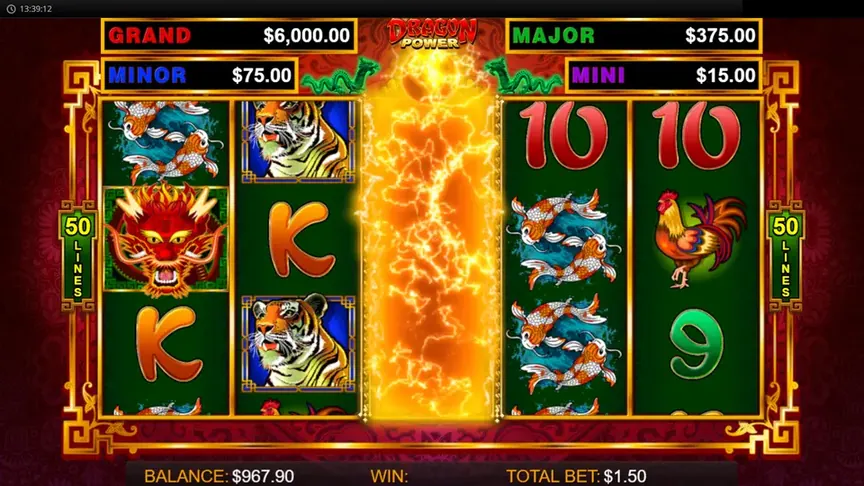 Locked Orb position holding a credit value during a Dragon Link respin