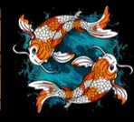 Koi fish, monkey and rooster payout icon set